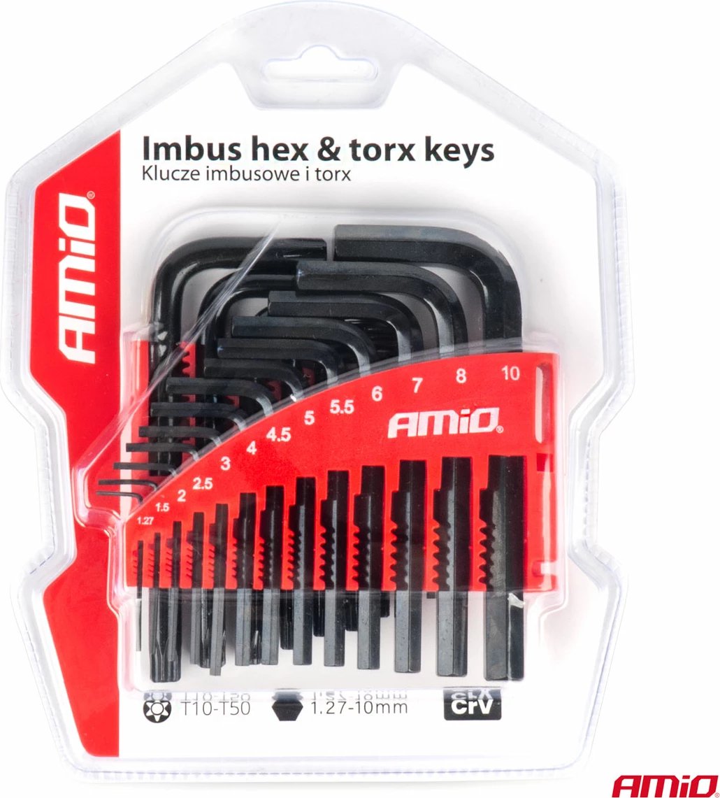 Çelësat Imbus hex & torx CRV zi 22 copë