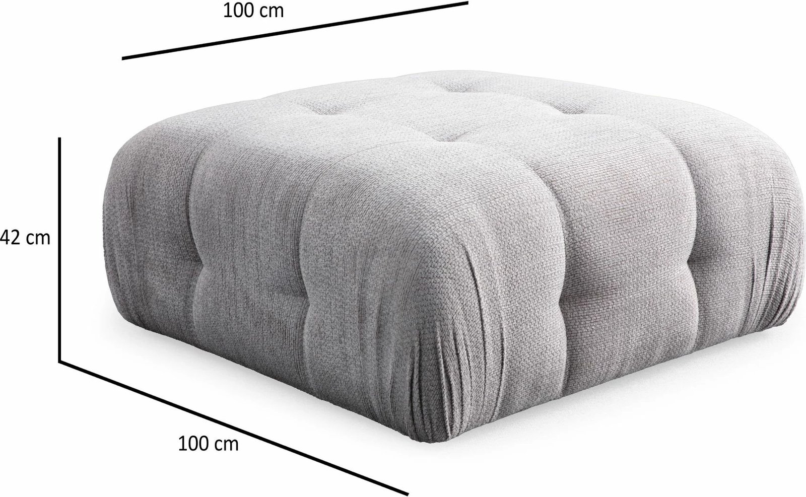 Kënd divan Atelier del Sofa Amaris, 2 vende me pouffe, ngjyrë gri e çelët Kënd divan Atelier del Sofa Amaris, 2 vende me pouffe, ngjyrë gri e çelët