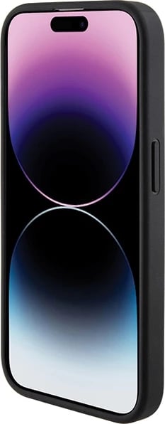 Mbështjellës Guess Grip Stand 4G Triangle Strass për iPhone 15 Pro Max, i zi