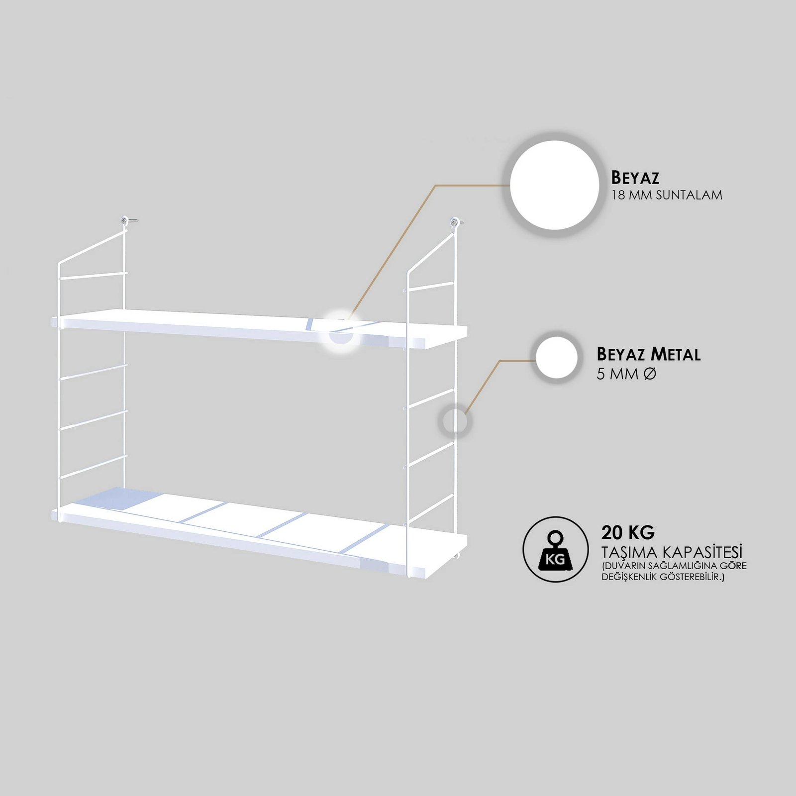 Raft muri Hanah Home, Armoni 2'li, ngjyrë e bardhë shkëlqyese