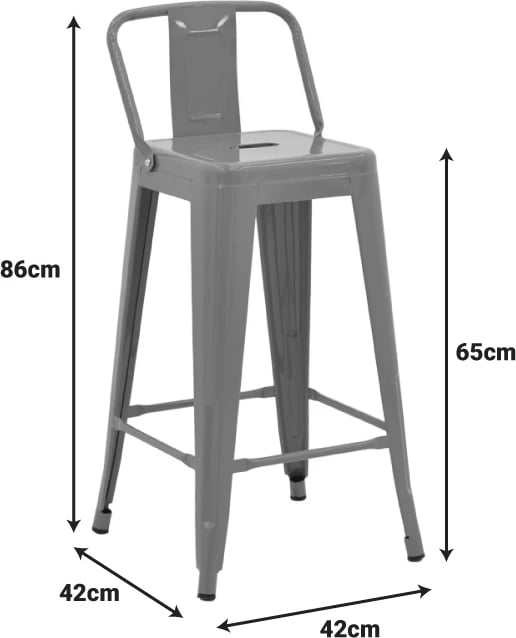 Karrige për bar me shpinore, metalike, ngjyrë e gjelbër, Utopia, 42x42x86cm