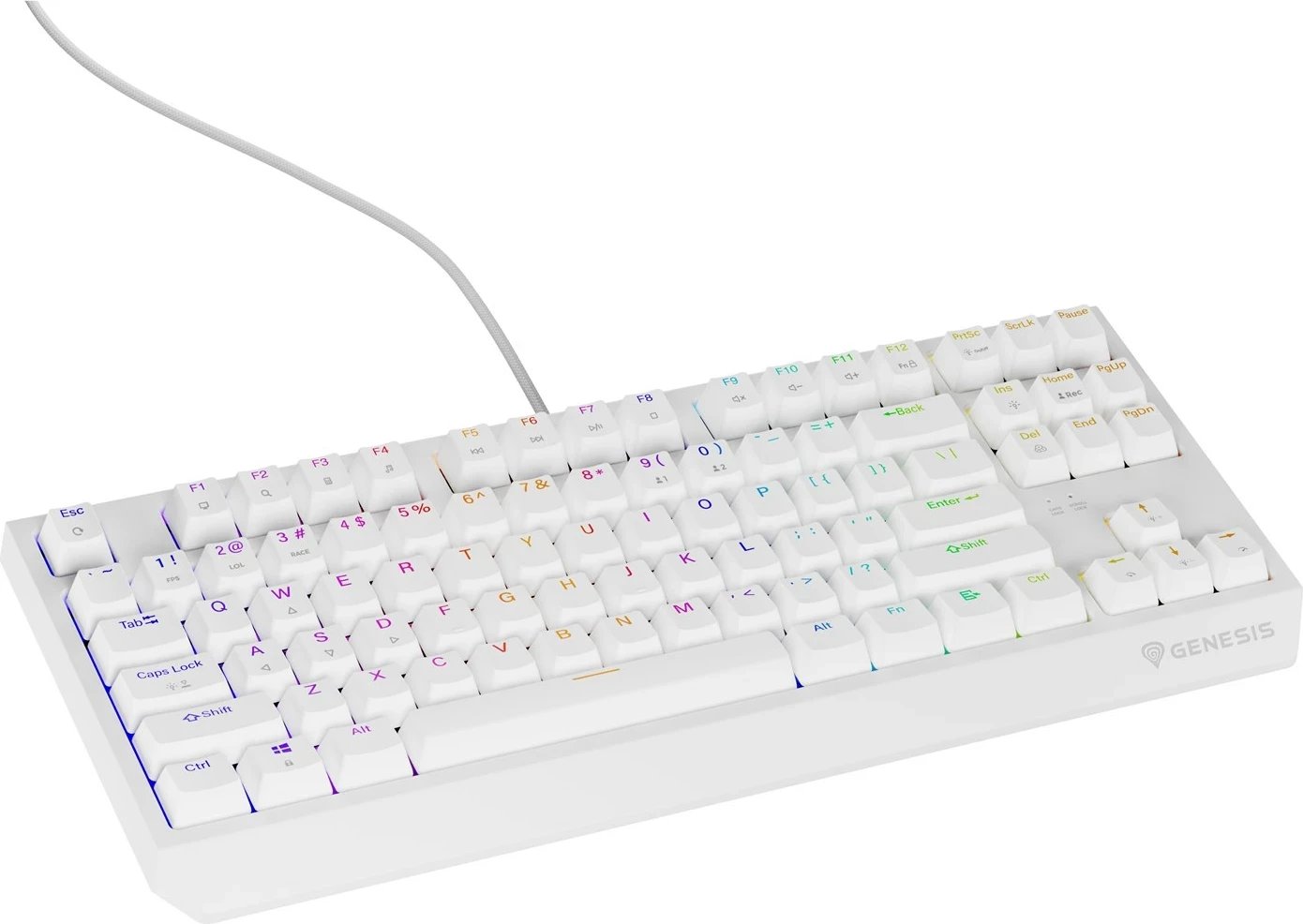 Tastierë mekanike GENESIS Thor 230 TKL, QWERTY, US English, RGB, e bardhë