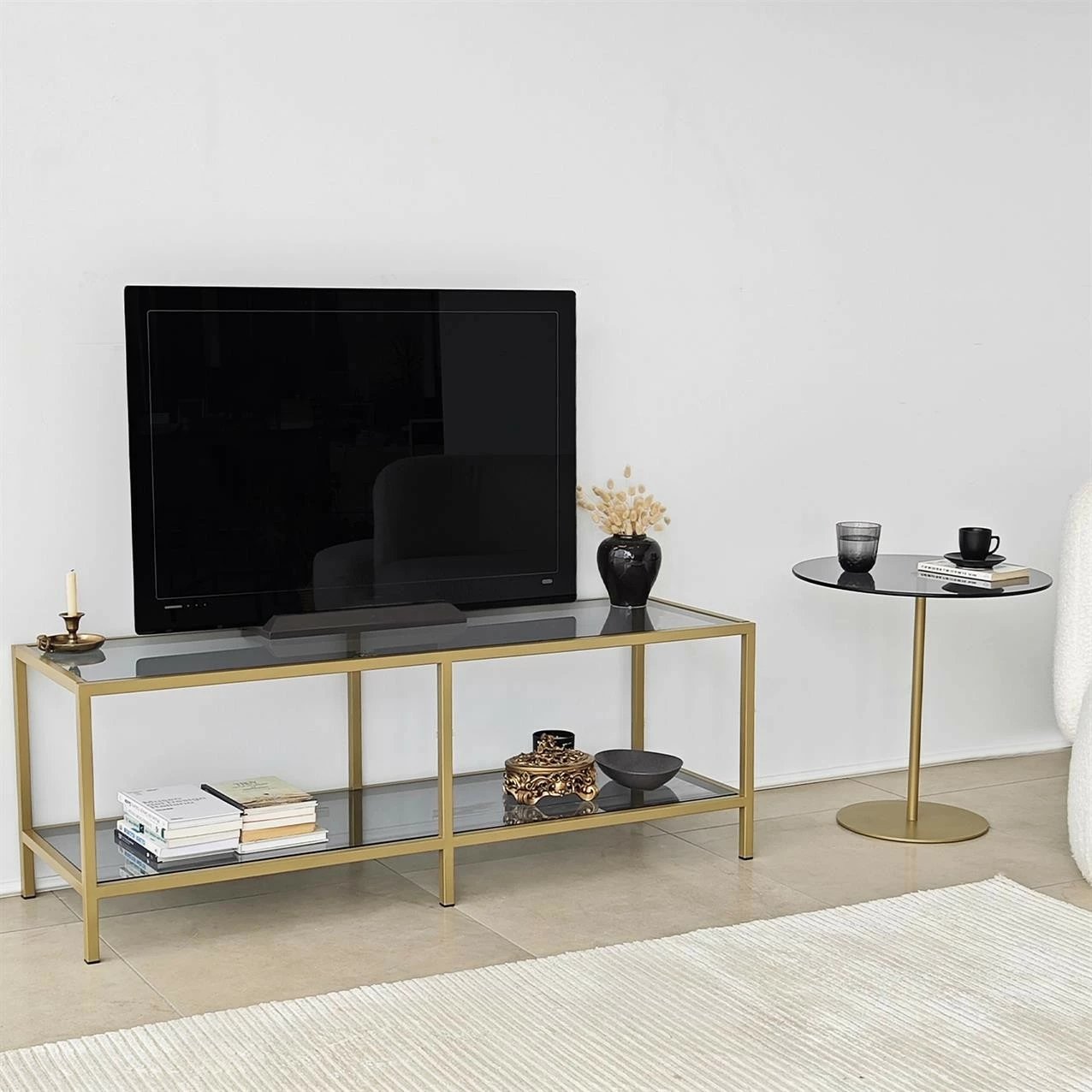 Komodë TV Hanah Home, Basic, gri e errët, ar