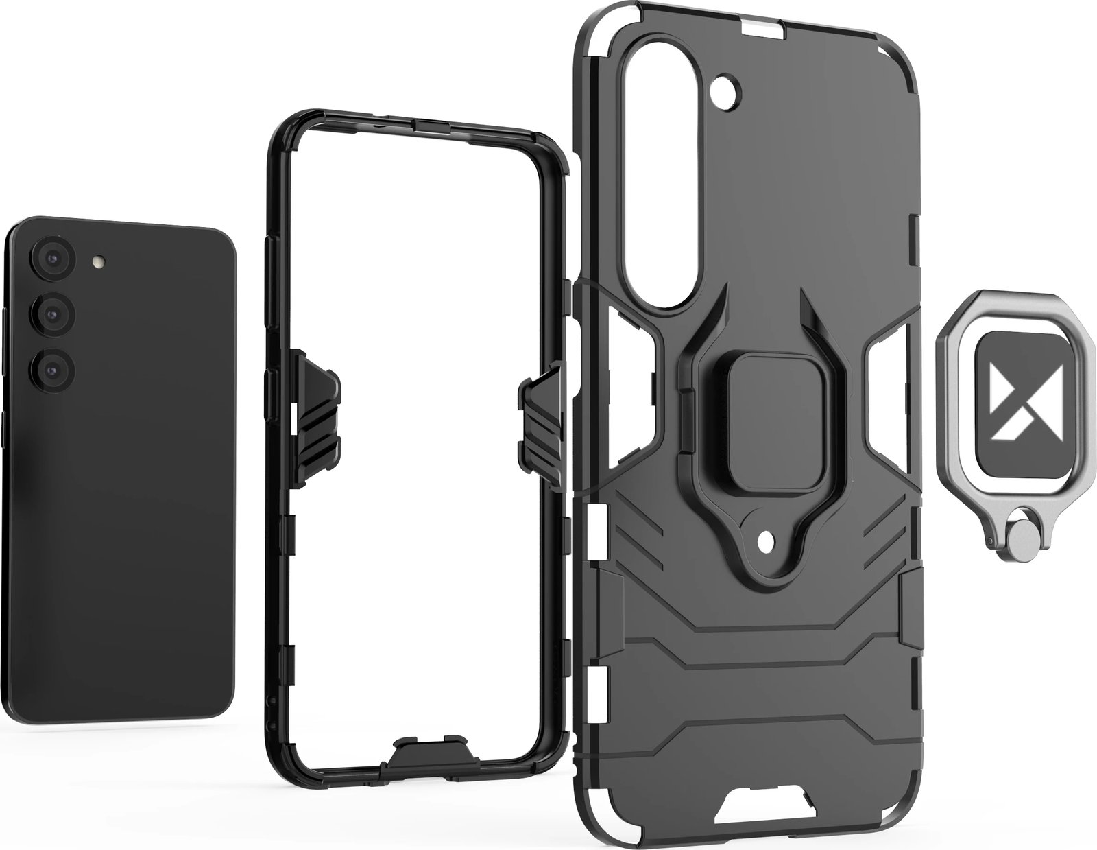 Mbështjellës Wozinsky Ring Armor për Samsung Galaxy S23, me mbajtëse unaze, i zi Mbështjellës Wozinsky Ring Armor për Samsung Galaxy S23, me mbajtëse unaze, i zi