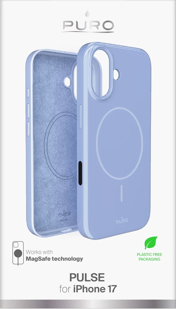 Mbështjellës Puro Pulse për iPhone 17, polikarbonat, MagSafe, Blu