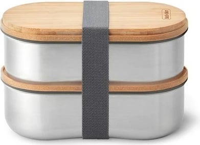 Kuti ushqimi BLACK+BLUM BAM-BT-L016, 0.5L, çelik inox, bambu, set 2 copë