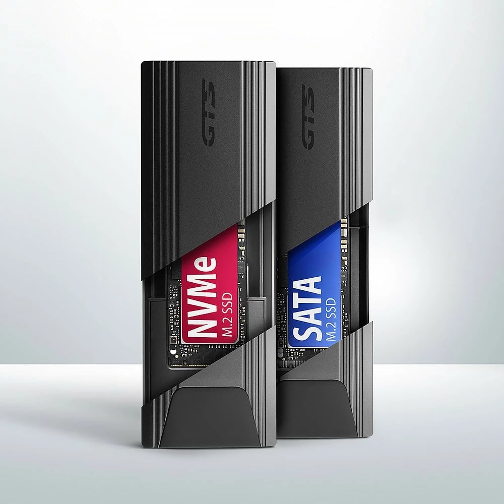 Kasë e jashtme AXAGON EEM2-GTS2 për SSD M.2 NVMe & SATA, USB-C 3.2 Gen 2, e zezë