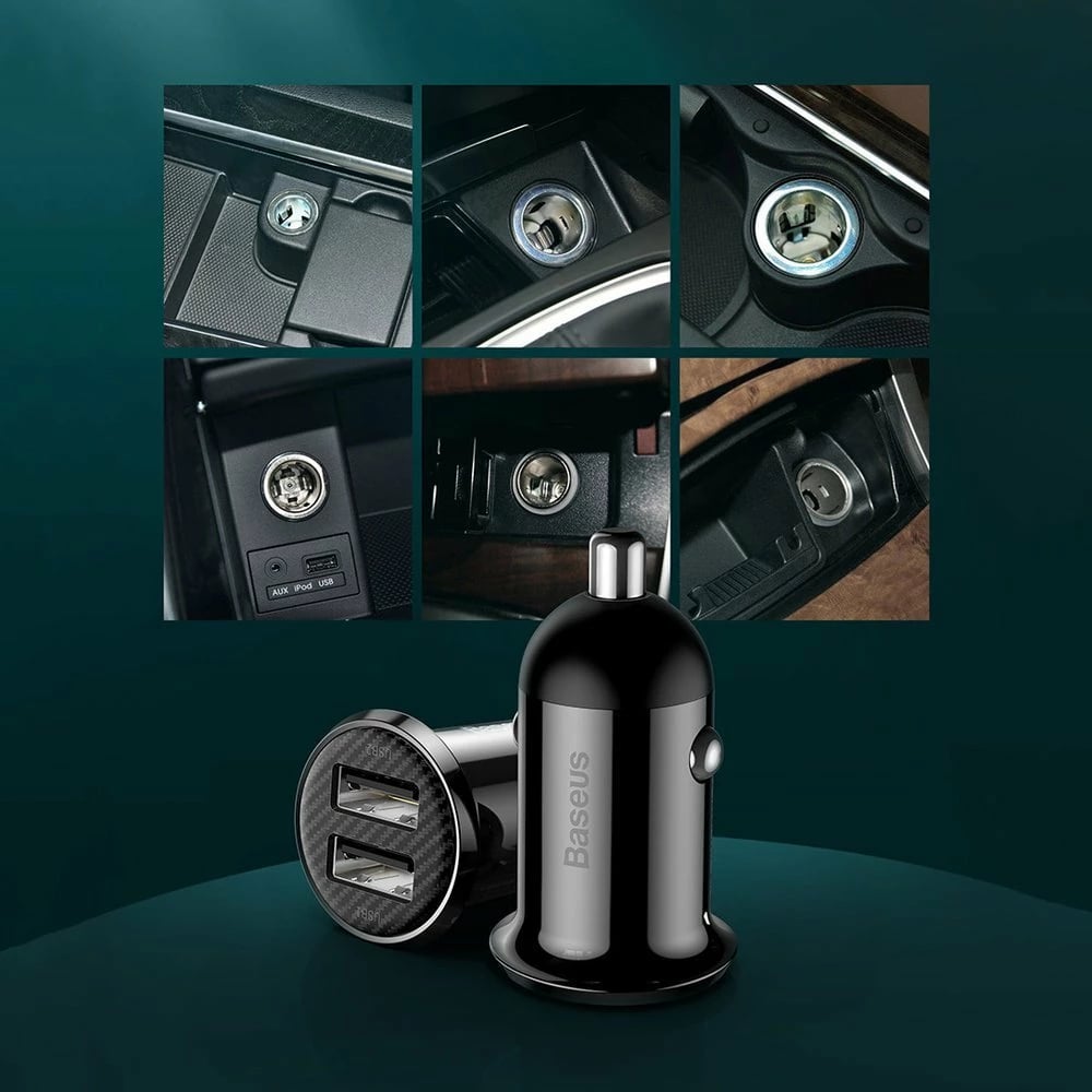 Karikues veture Baseus Grain Pro CCALLP-01, 2x USB-A, 4.8A, i zi Karikues veture Baseus Grain Pro CCALLP-01, 2x USB-A, 4.8A, i zi
