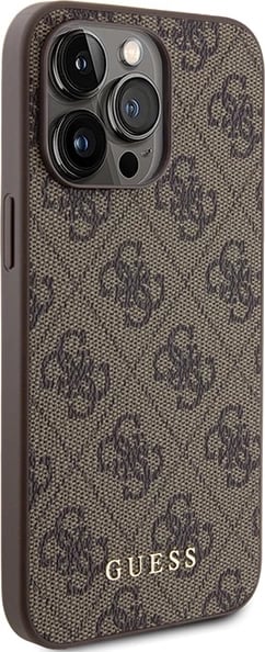 Mbështjellës Guess 4G Metal Gold Logo për iPhone 15 Pro Max, Kafe Mbështjellës Guess 4G Metal Gold Logo për iPhone 15 Pro Max, Kafe