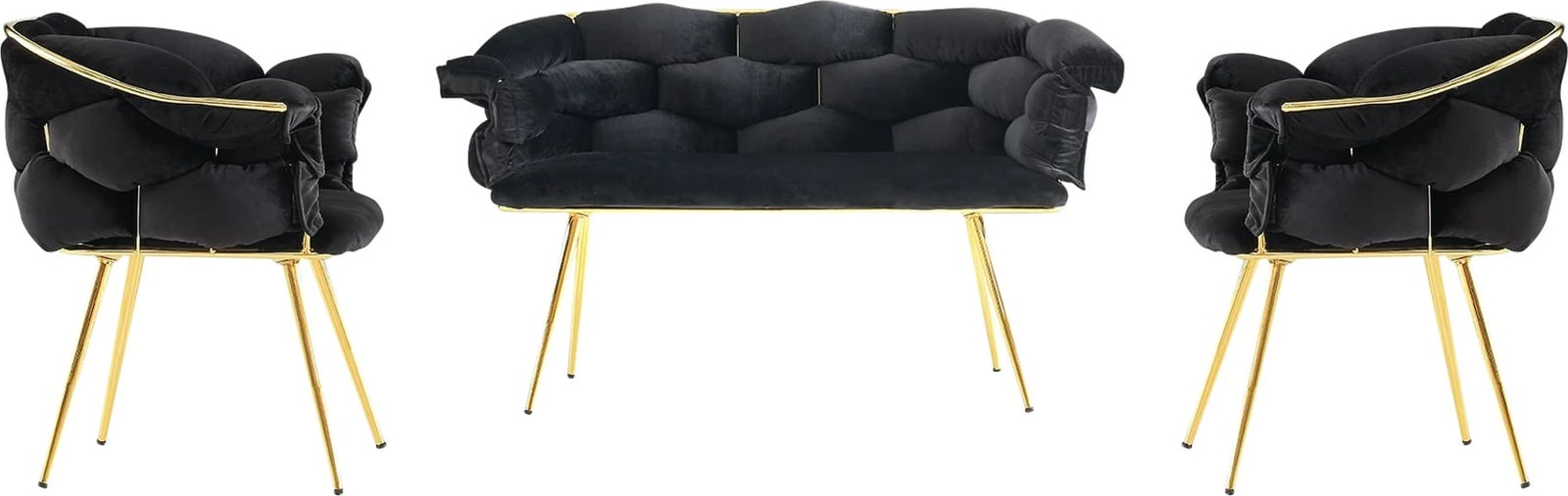 Set divanësh Hanah Home, Balon - 2111, ngjyrë e zezë dhe ari