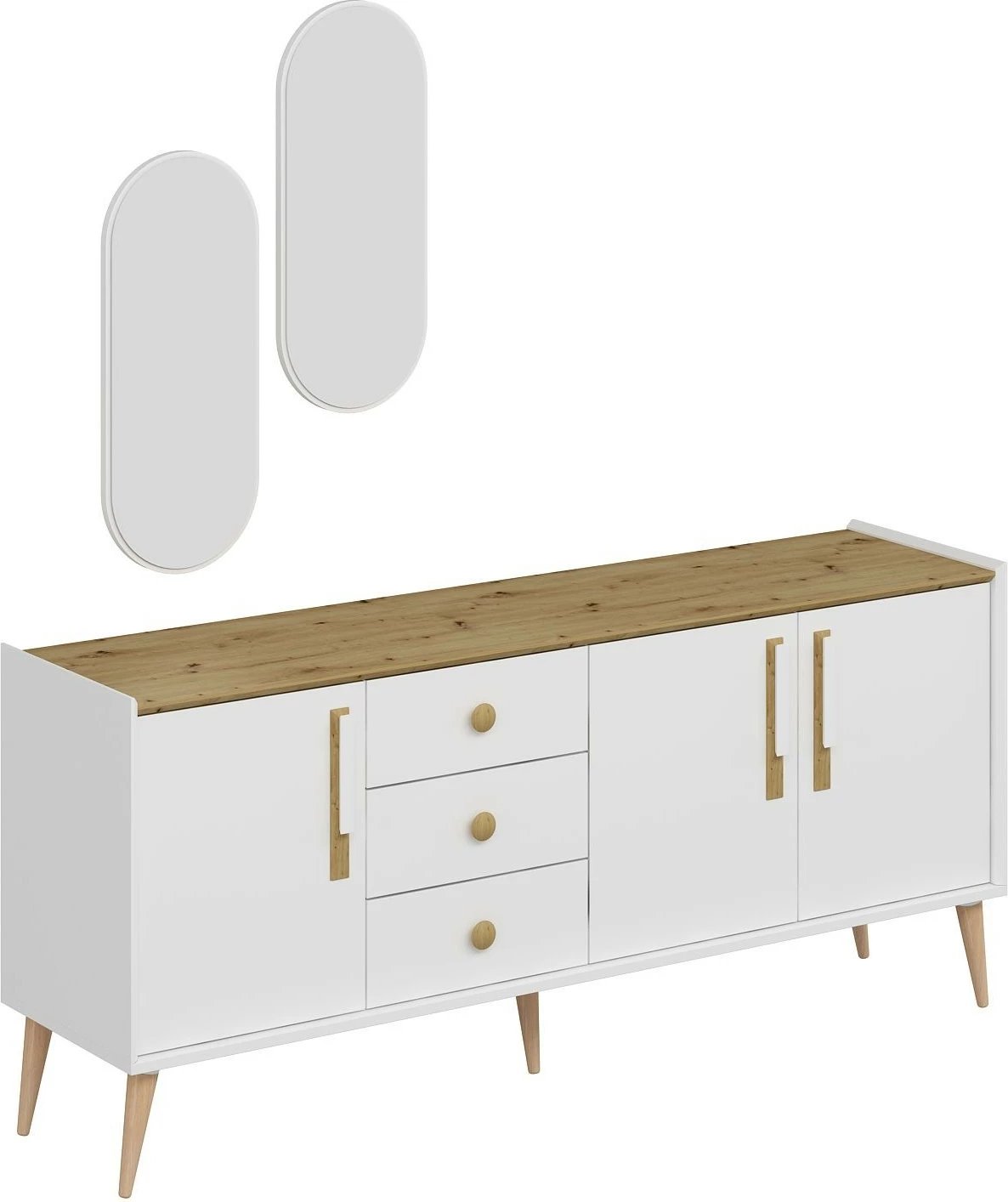 Konsolë Skye Decor, pasqyra Mitra, e bardhë Konsolë Skye Decor, pasqyra Mitra, e bardhë