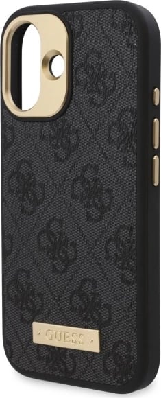 Mbështjellës Guess 4G Logo Plate MagSafe për iPhone 16, Zi
