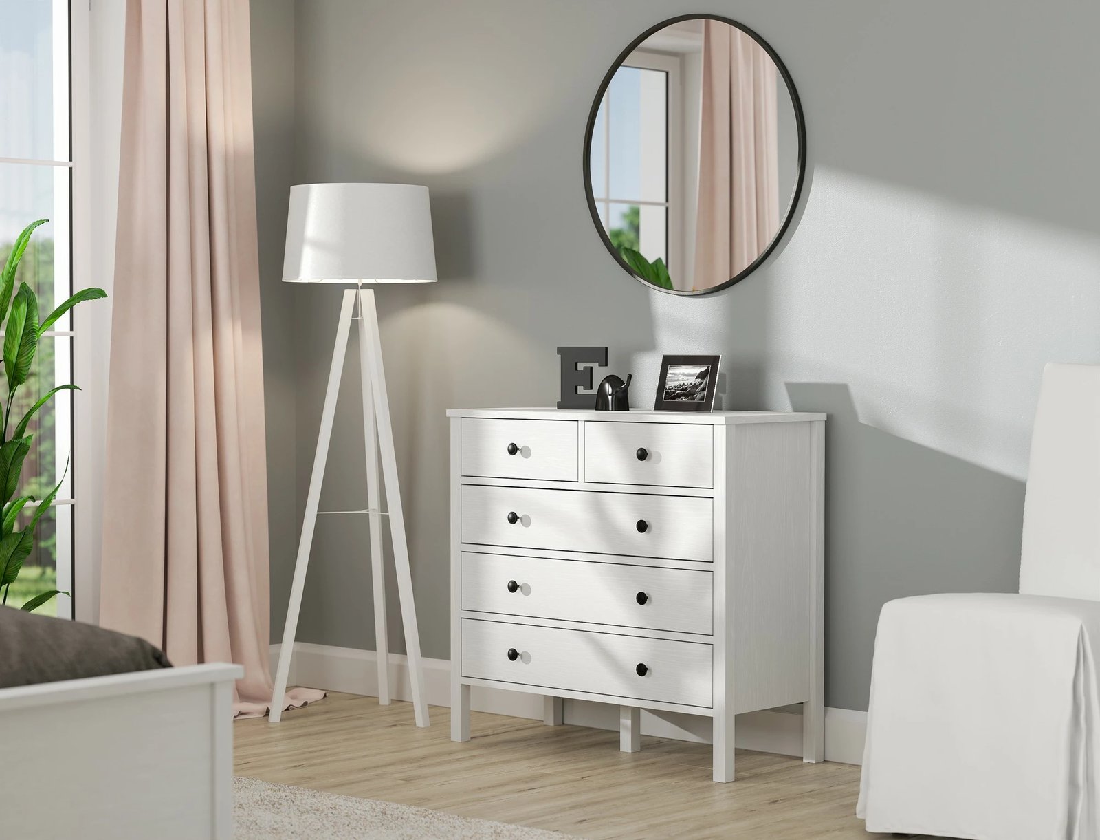 Komodë Hanah Home, FRN-20061, ngjyrë druri dhe e bardhë