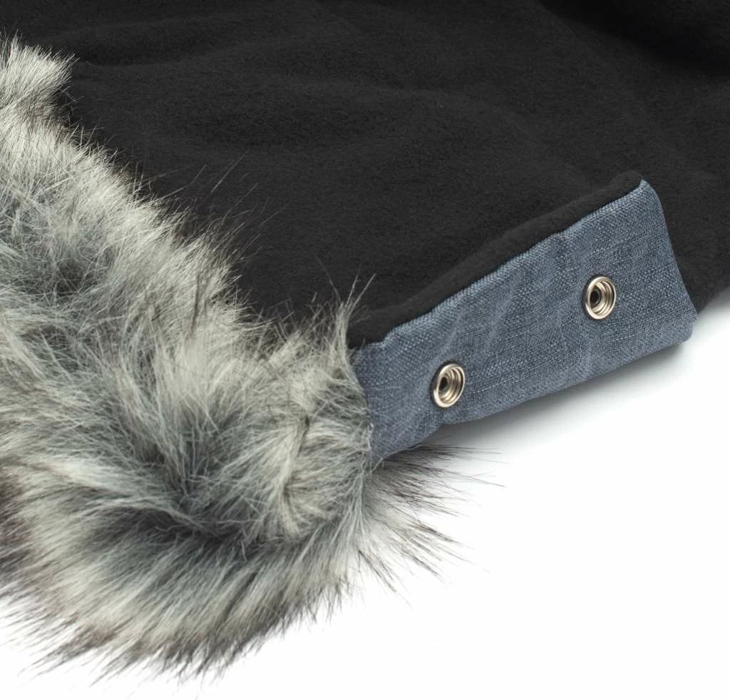 muff dore për karrocë, New Baby, 2‑in‑1, me gëzof, 44x26 cm, blu