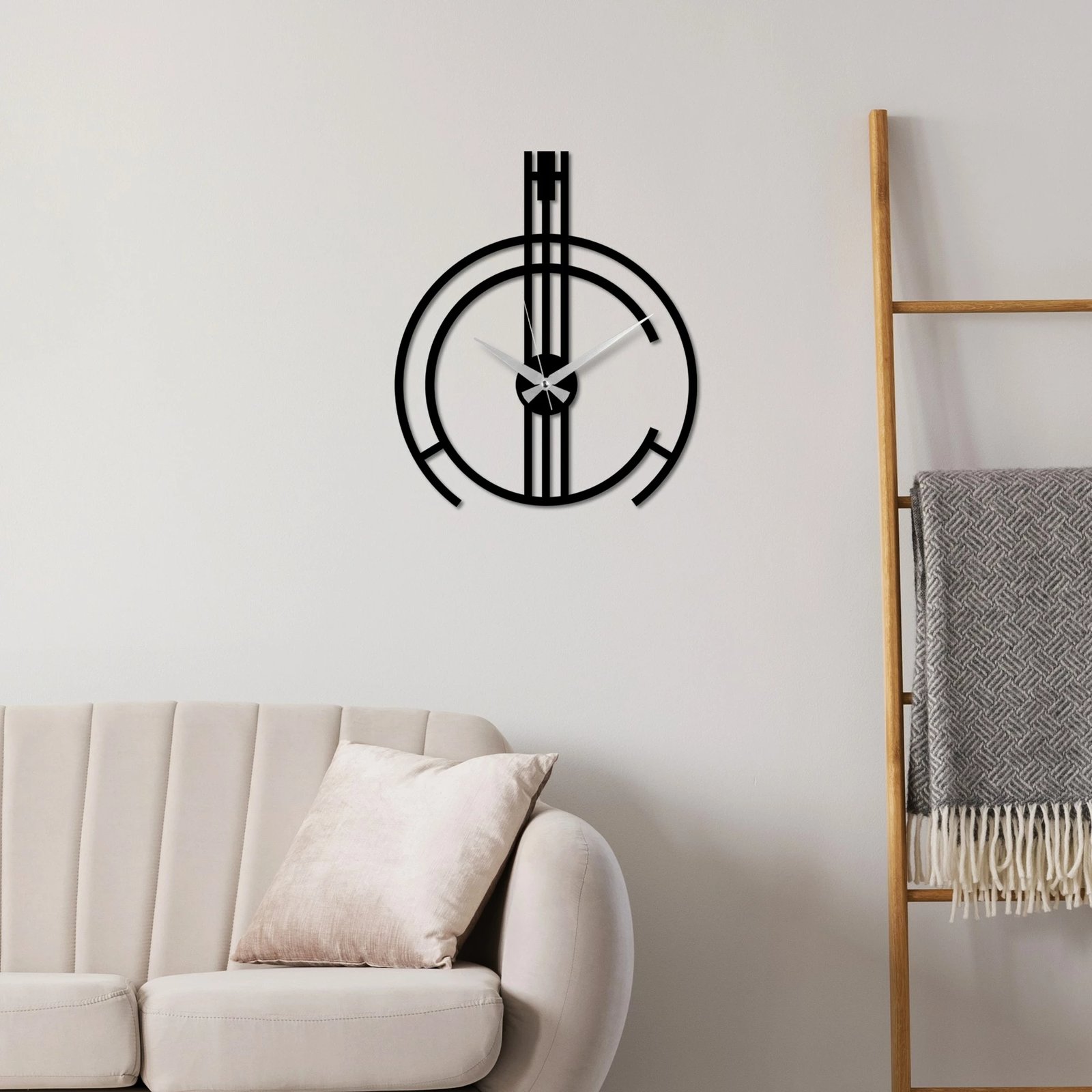 Orë muri dekorative metalike, dizajn modern, ngjyrë e zezë, 49x38cm