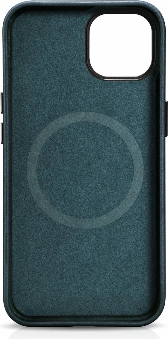 Mbështjellës iCarer Oil Wax Premium Leather për iPhone 14 me MagSafe, Kaltër e errët