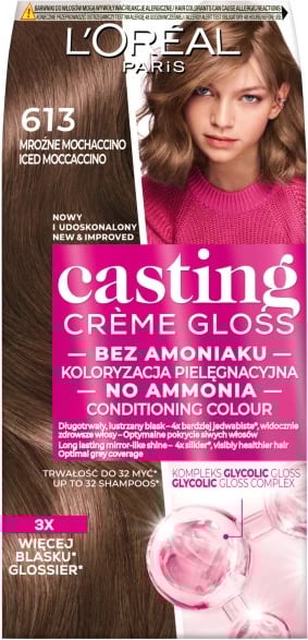 Ngjyrë për flokë L'Oreal Paris Casting Creme Gloss 613 Icy Mochaccino për femra, 1 copë