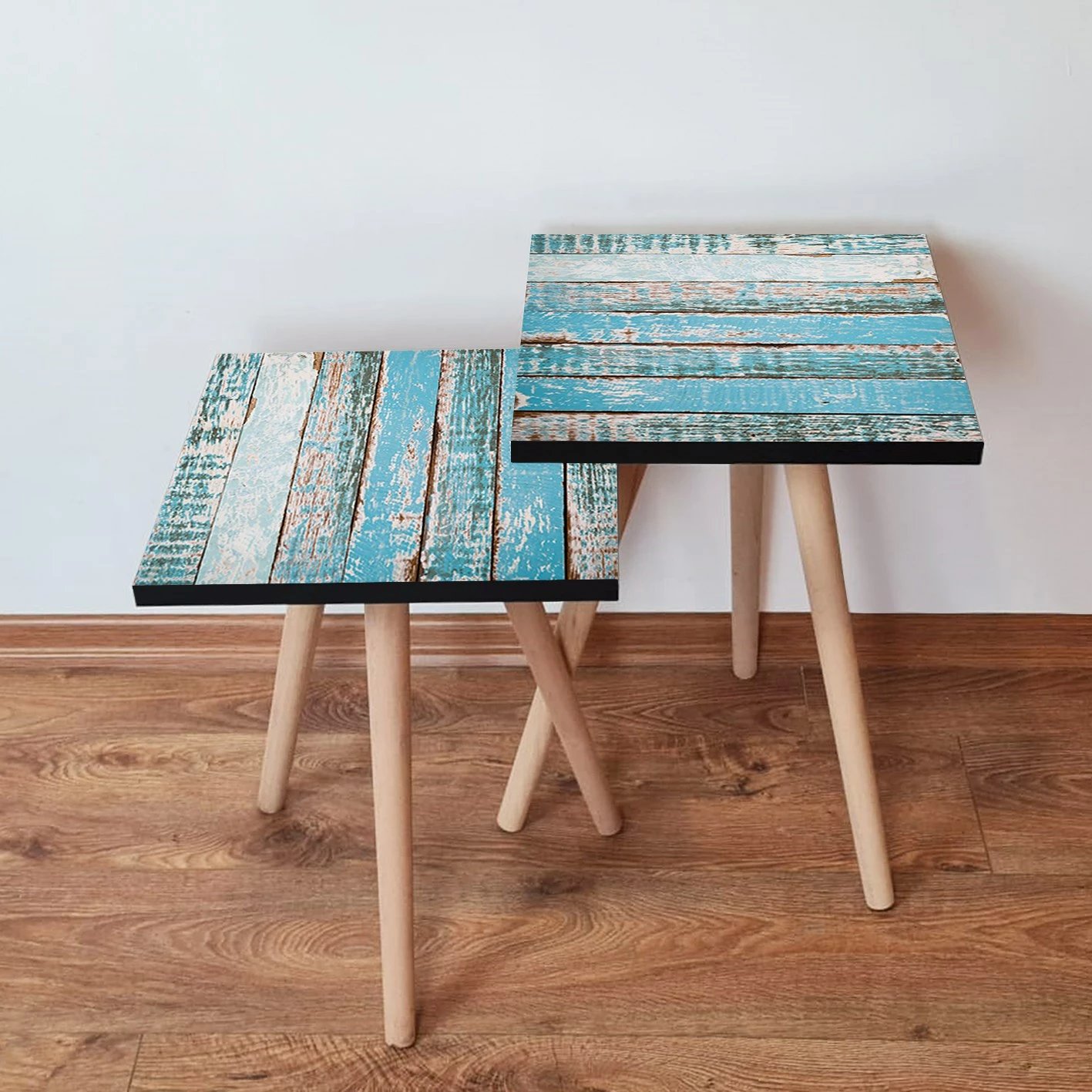 Set tavolinash ndihmëse, ngjyrë kaltër dhe e bardhë, Skye Decor, 2 copë, 2Shp6