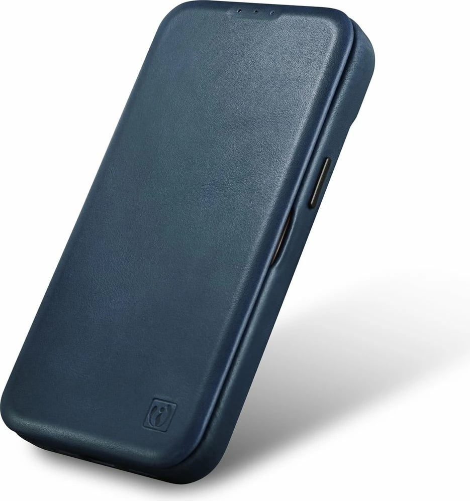 Mbështjellës iCarer Oil Wax Premium Leather Folio për iPhone 14 Plus, MagSafe, kaltër