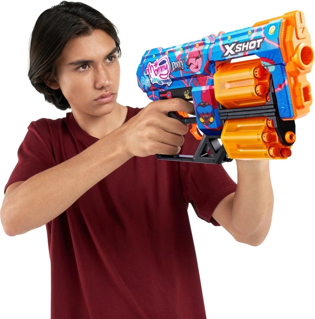 Blaster lodër ZURU X-Shot Dread Skins Launcher 36650D me 12 shigjeta shkumë, shumëngjyrëshe