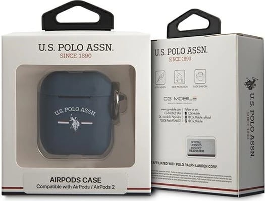 Mbështjellës U.S. Polo Assn. USP000113 për AirPods 1/2, silikon, kaltër navy Mbështjellës U.S. Polo Assn. USP000113 për AirPods 1/2, silikon, kaltër navy