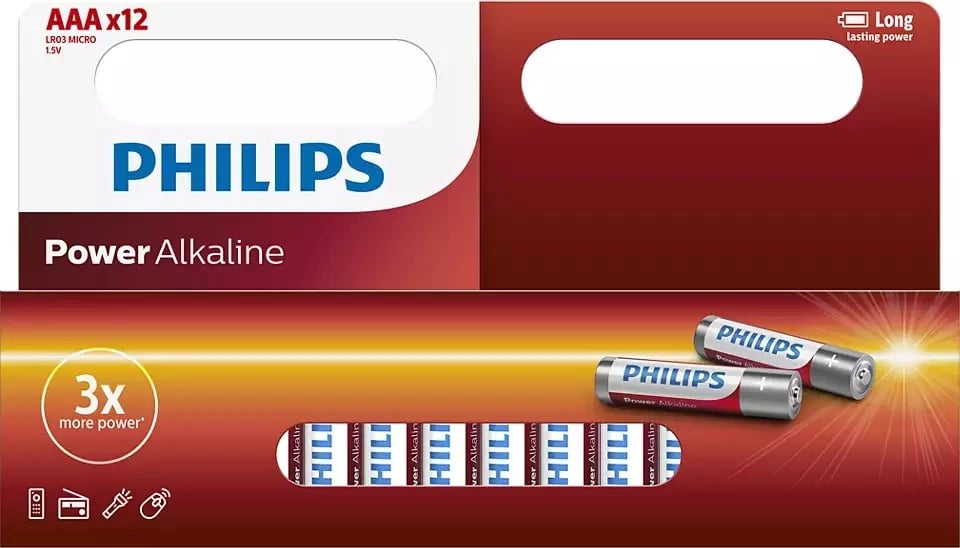 BATERI PHILIPS LR03P12W/10 | POWER ALKALINE AAA / 12