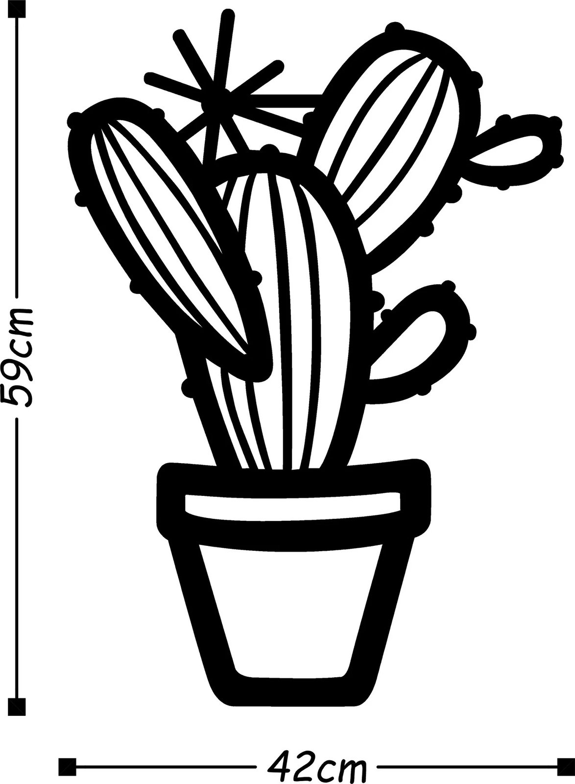 Aksesor dekorativ metalik për mur, kaktus, ngjyrë e zezë