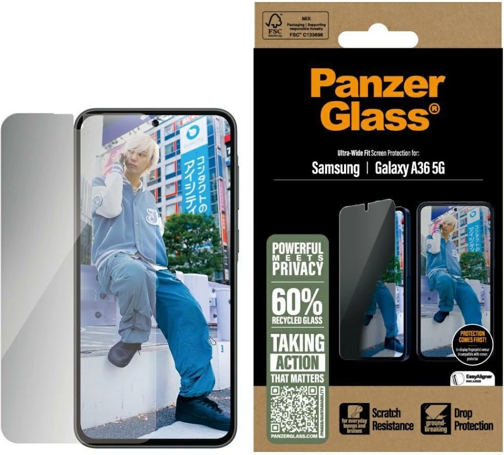Xham mbrojtës PanzerGlass Ultra-Wide Fit Privacy për Samsung Galaxy A36 5G