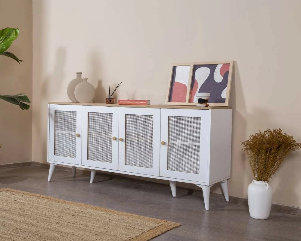 Konsol Calvin, ngjyrë e bardhë dhe lis, Skye Decor