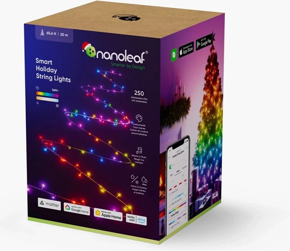 Drita dekorative smart Nanoleaf 1D STARTER KIT, 250 LED, 20 m, shumëngjyrëshe, IP44