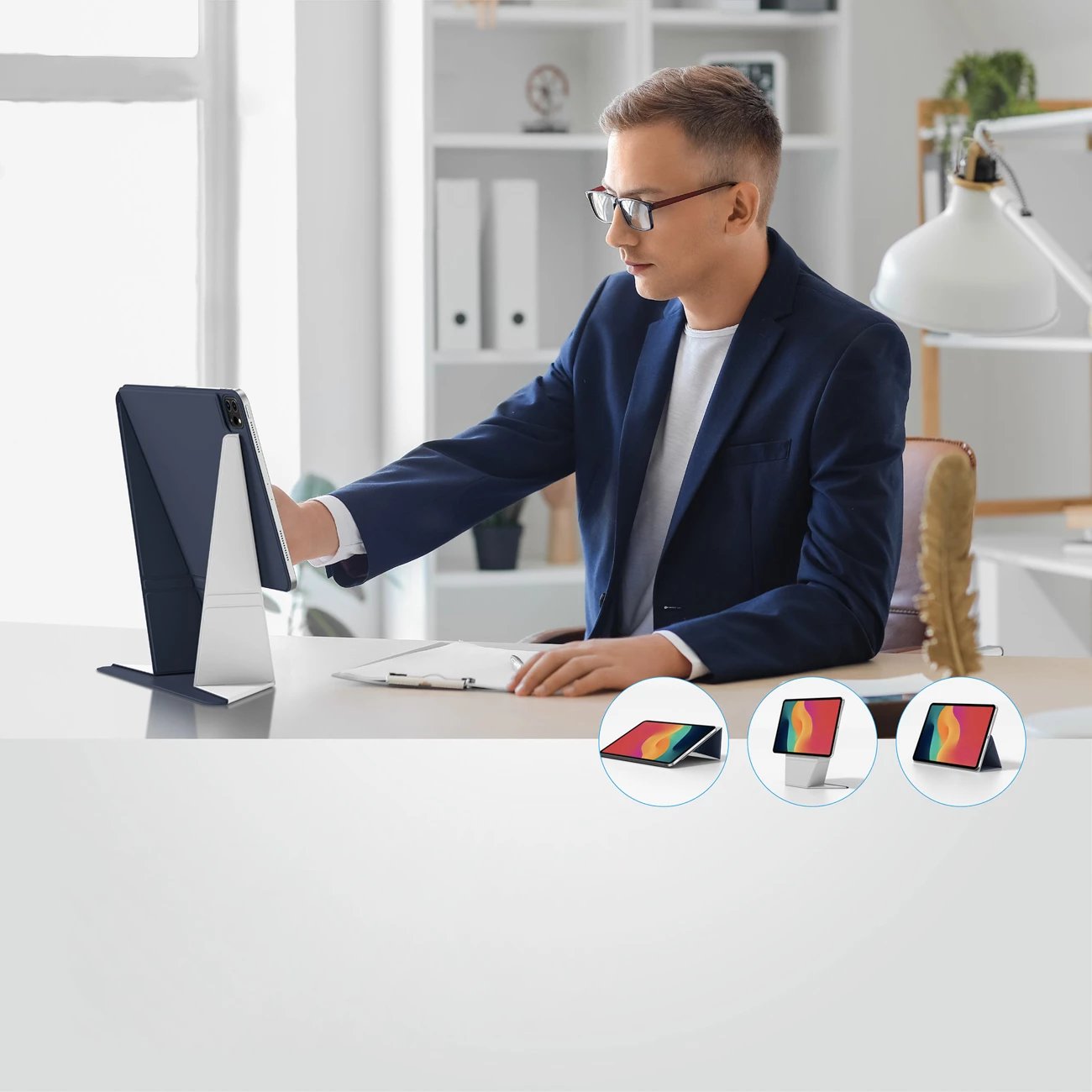 Mbështjellës folio tablet, AmazingThing, Matte Pro Mag Folio me qëndrim magnetik për iPad Air 13" M3 (2025), blu