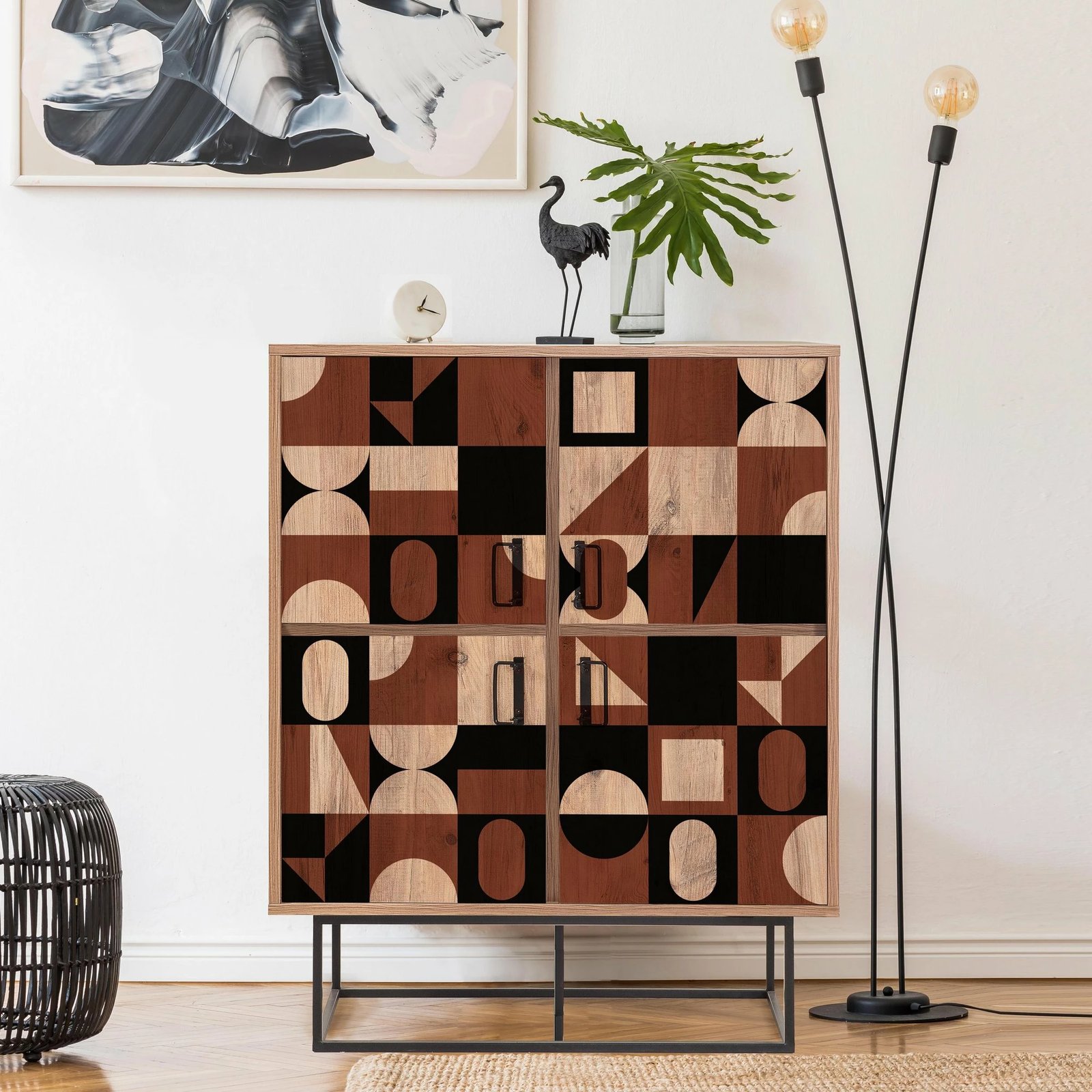 Dollap multifunksional Hanah Home Quantum Solo - Chess, ngjyrë Atlantic Pine, i zi, kafe