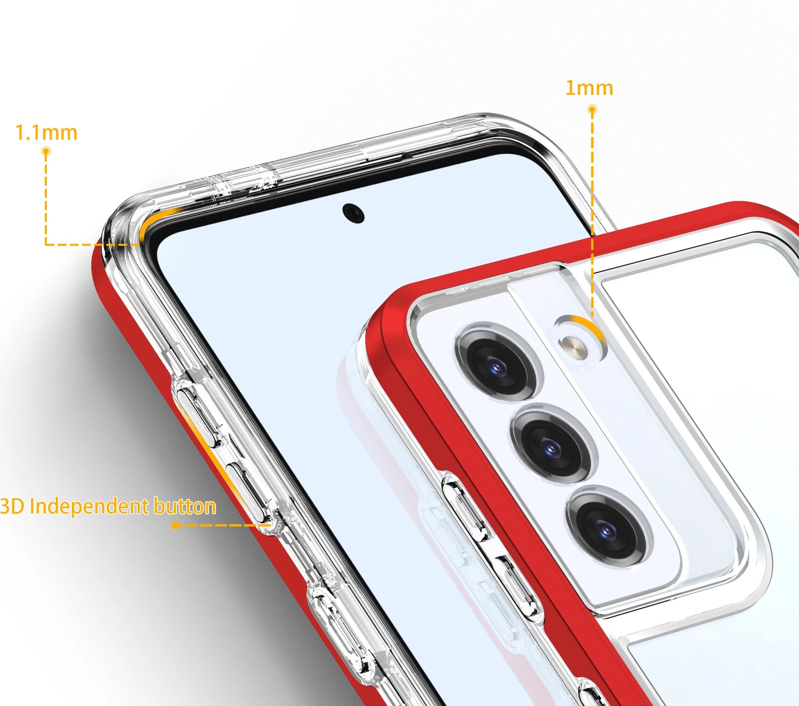 Mbështjellës Hurtel Hybrid Armor Clear 3 in 1 për Samsung Galaxy S22+, Transparent/Kuq