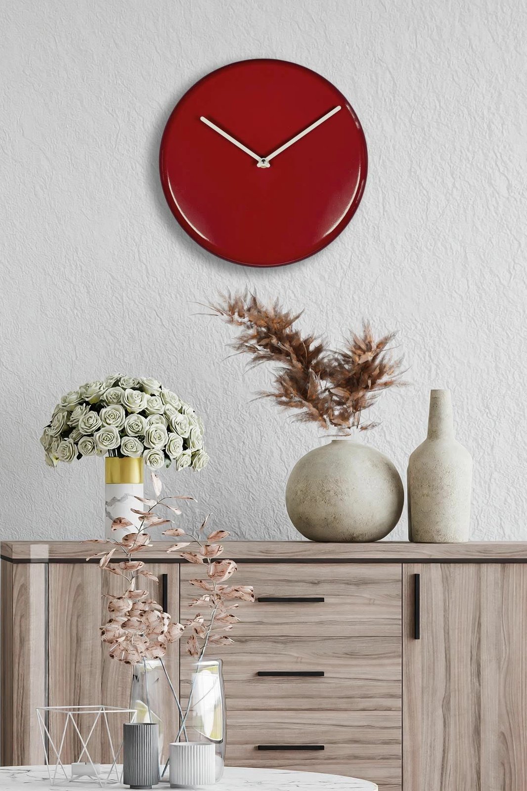 Orë muri dekorative metalike Wallity, ngjyrë qershie, 30cm