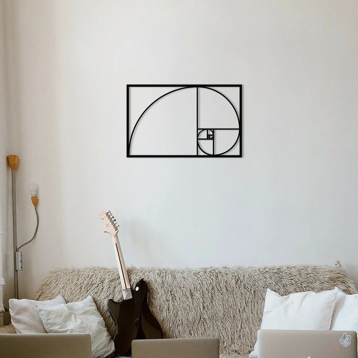 Aksesor dekorativ metalik për mur, Wallity, Golden Ratio, ngjyrë e zezë