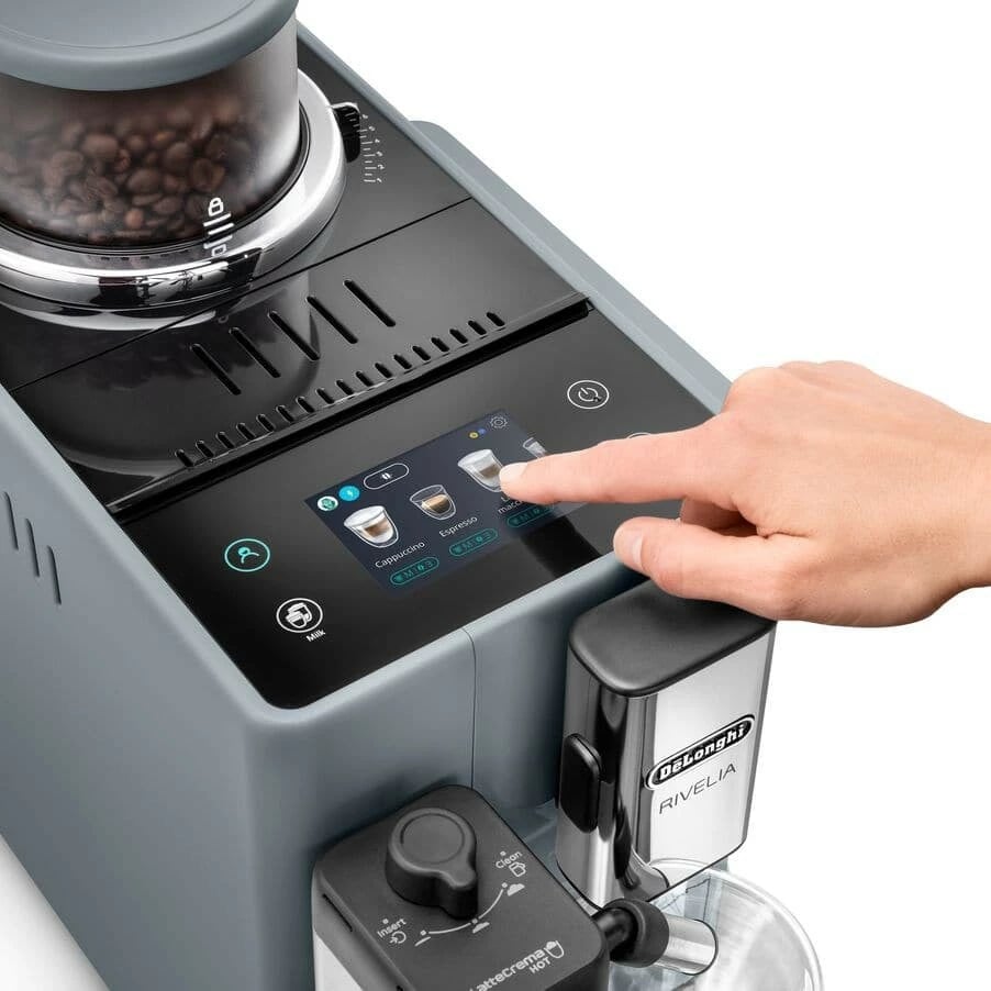 Aparat kafeje DeLonghi Rivelia EXAM 440.55G, automatik, 12 filxhanë, gri