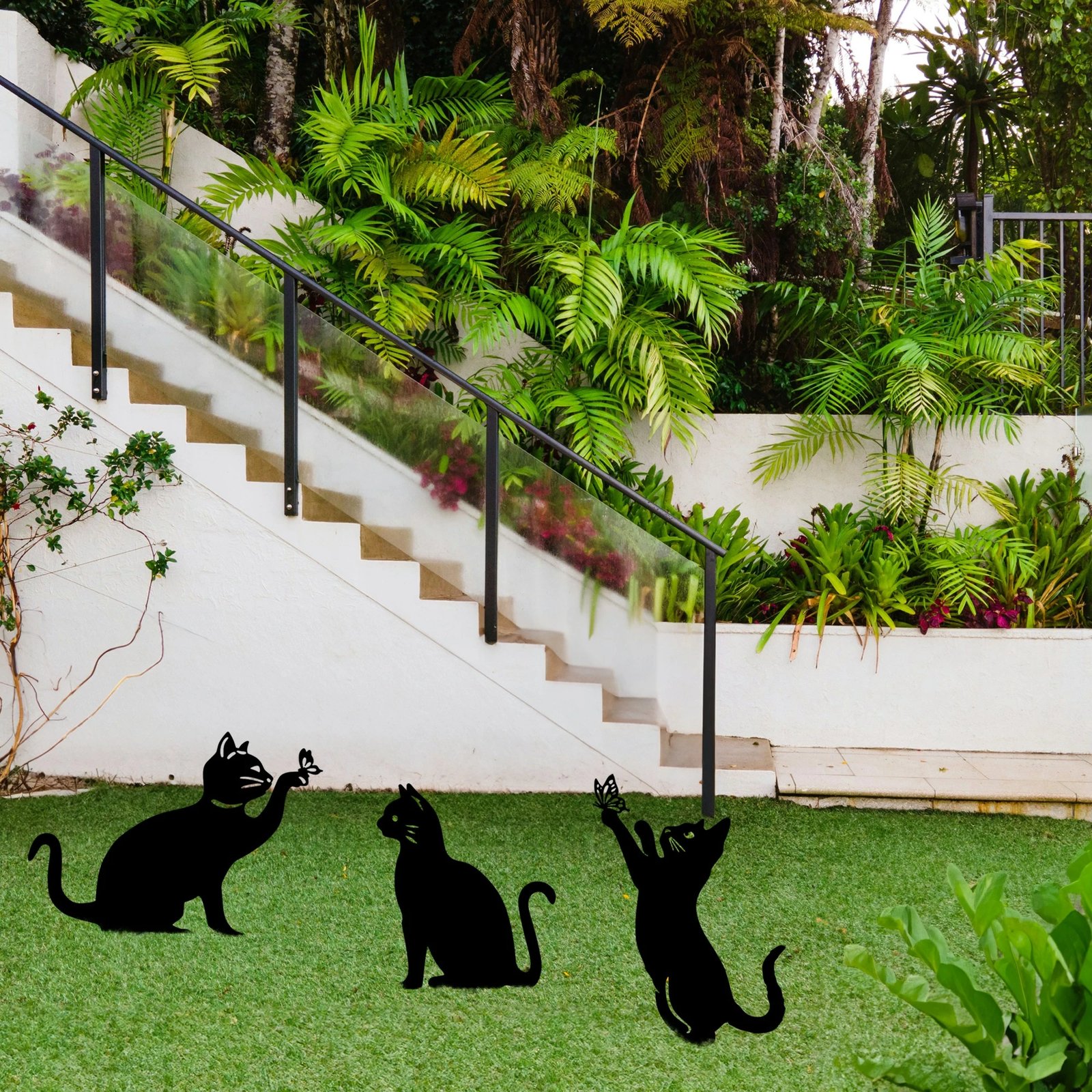 Objekt dekorativ për kopsht, dizajn Aberto, Fam 06, set 3 copë, ngjyrë e zezë