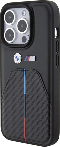 Mbështjellës BMW Stamped Tricolor Stripe për iPhone 15 Pro, i zi