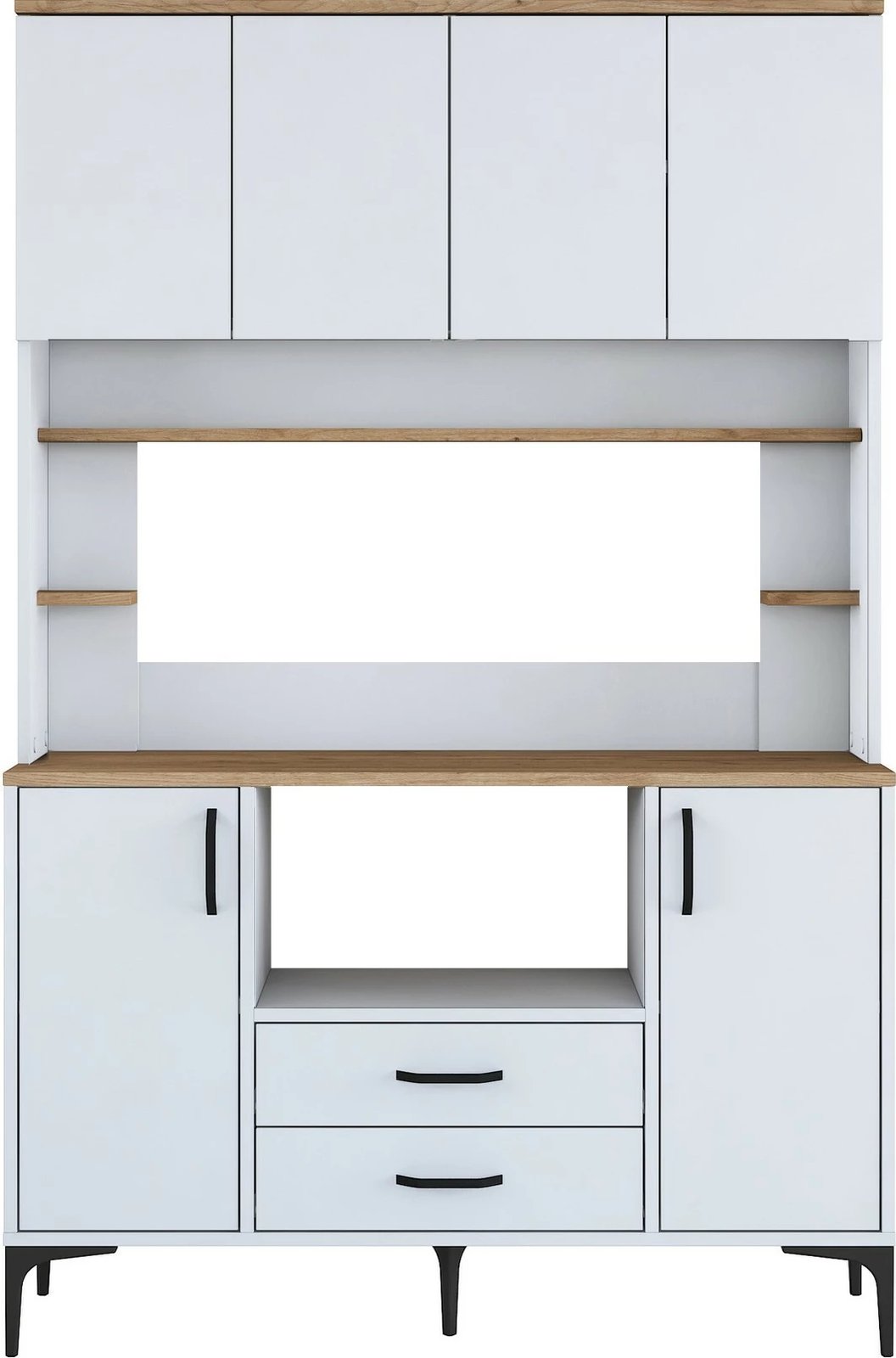 Dollap multifunksional Hanah Home, JE168 - 3257, ngjyrë e bardhë dhe arre