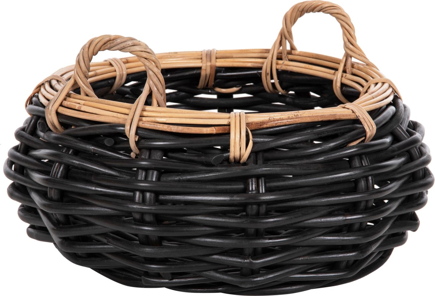 Shportë dyshemeje POTTS FH4378 CL rattan, ngjyrë zezë & natyrale, Φ62x36H cm