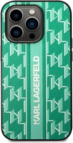 Mbështjellës Karl Lagerfeld Monogram Stripe për iPhone 14 Pro, Gjelbër