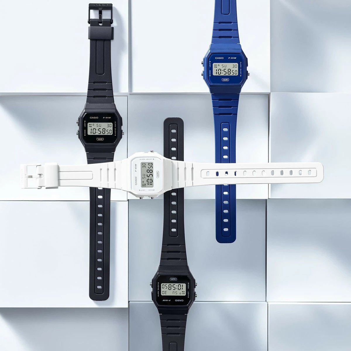 Orë dore Casio F-91W unisex, blu