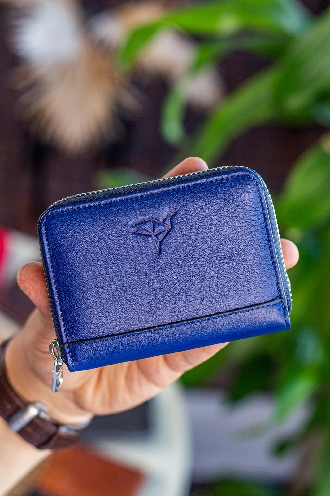 Portofol unisex, lëkurë origjinale, ngjyrë blu e errët, Zoozie Bags Sydney