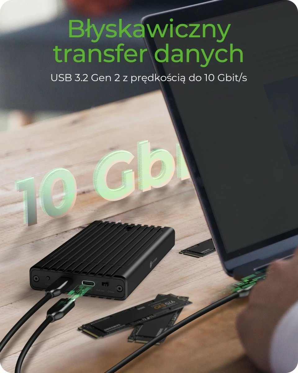 Kasë IcyBox IB-2817MCL-C31 për 2x NVMe SSD, funksion klonimi, e zezë
