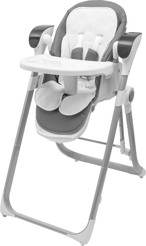 Karrige e lartë 2‑në‑1 me luhatëse, New Baby SMART, me timer dhe detektor lëvizjeje, telekomandë, 5 shpejtësi, 12 melodi, deri 15 kg, gri