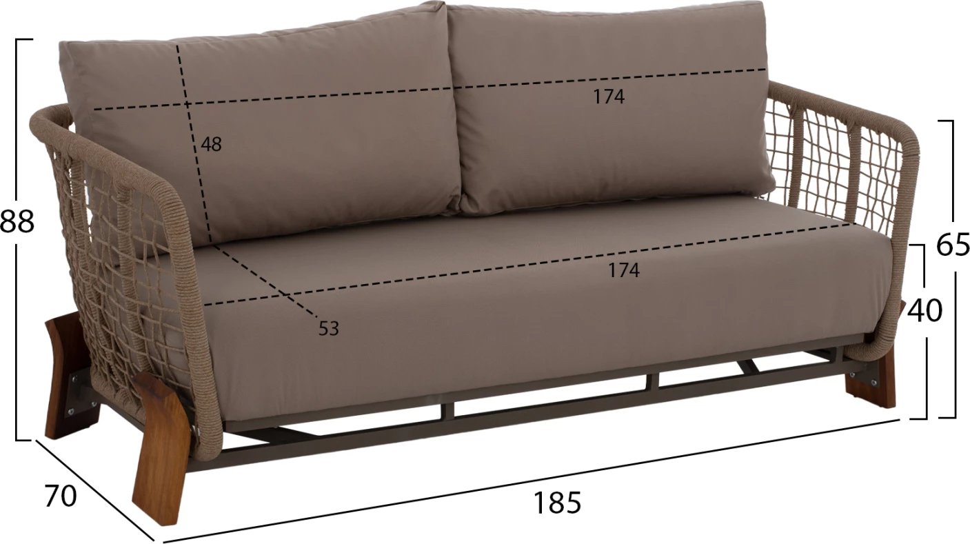 Set për jashtë OXFORD 4 copë IROKO litar xham i temperuar FH5884.01
