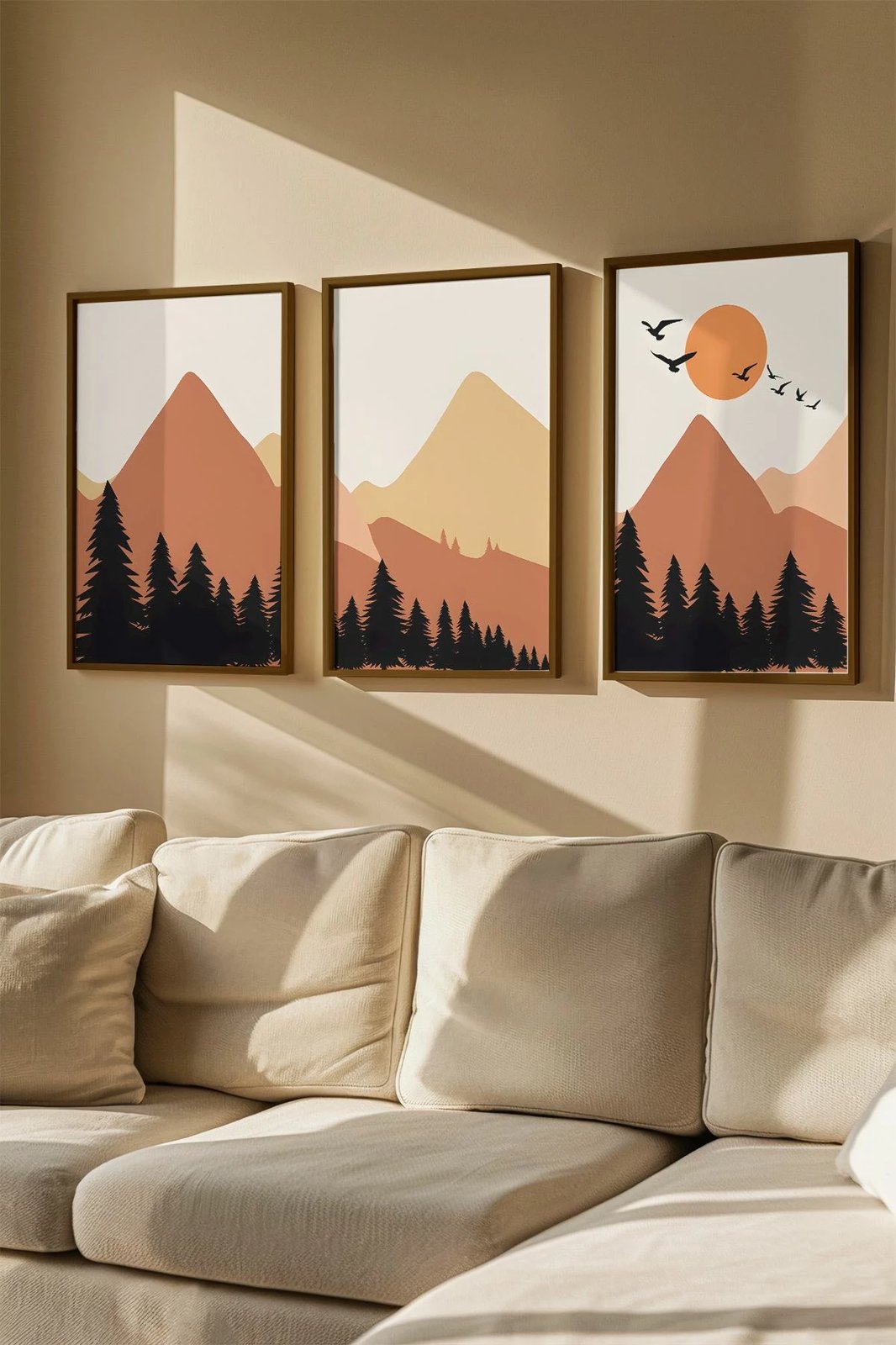 Pikturë dekorative me kornizë (3 copë), Wallity, Artvmodel28-Kahve