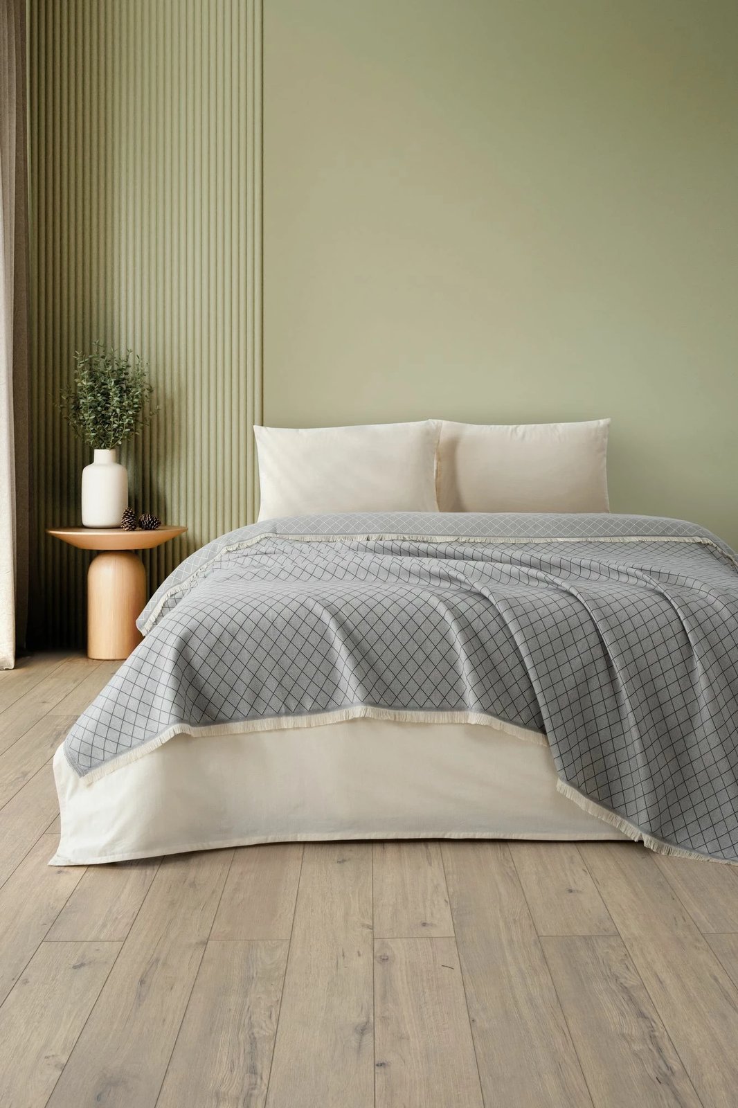 Batanije double pique, ngjyrë gri, L'essentiel, 210x230cm