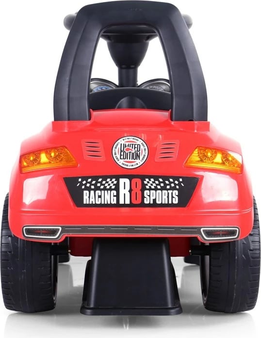 makinë shtytëse për fëmijë, Milly Mally, Racer, me timon interaktiv e 3 melodi, ndalim kundër përmbysjes, bagazh lodrash, deri 25 kg, e bardhë