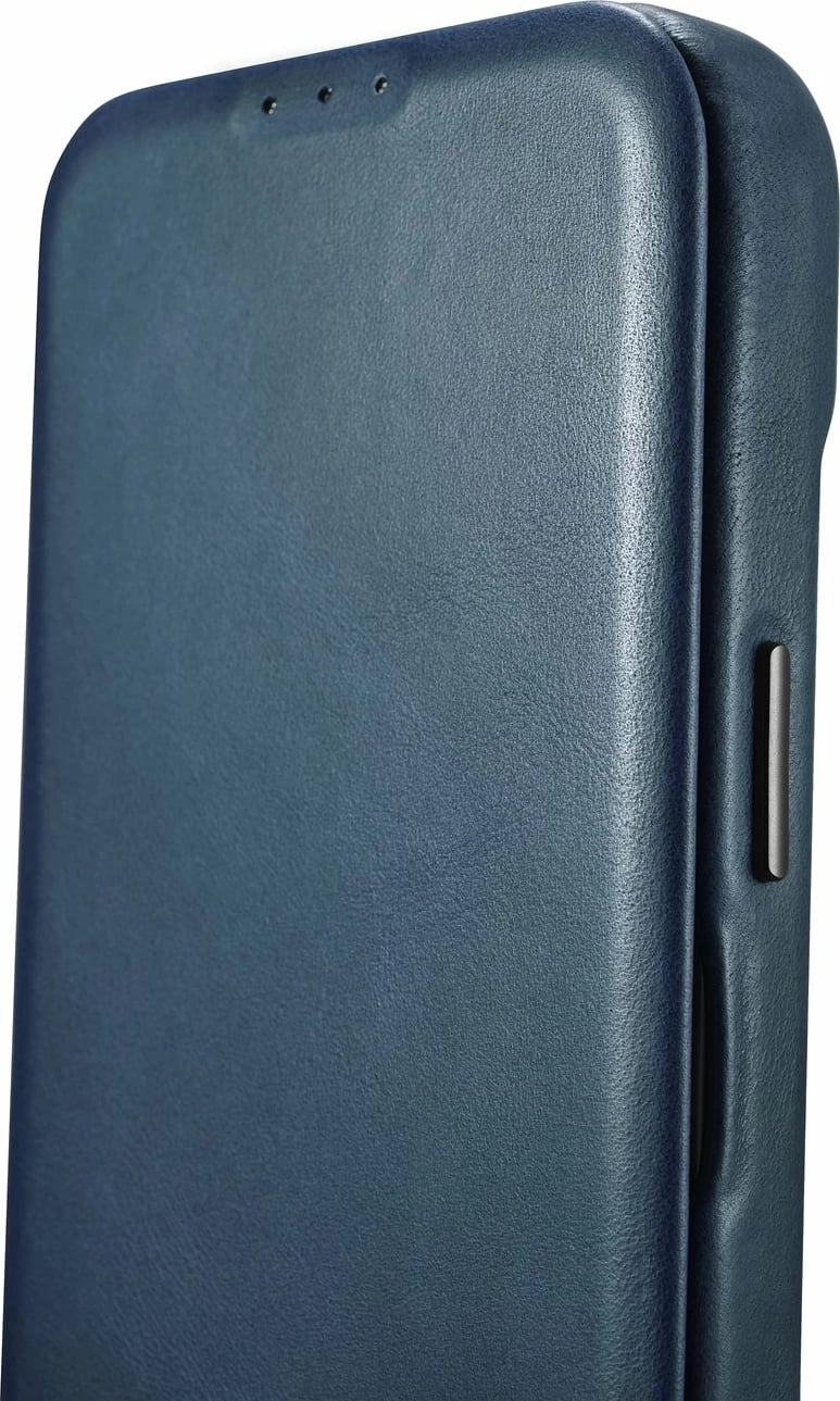 Mbështjellës iCarer Oil Wax Premium Leather Folio për iPhone 14 Plus, MagSafe, kaltër
